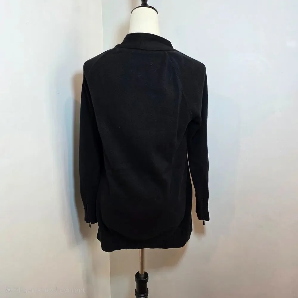 Cabi Women's Size Small S Tailor Front Zip Sweater Black Jacket Pockets Coat - Picture 6 of 8